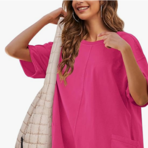 Womens Tee Rompers One Piece Hot Shot Oversize Jumpsuit Overall Short Sleeve Back V Neck Athletic Workout Activewear