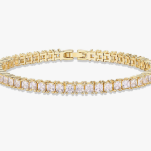 14K Gold Plated Cubic Zirconia Classic Tennis Bracelet | Gold Bracelets for Women | 4mm CZ, Size 6.5-7.5 Inch