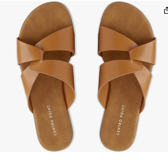 Women's Flat Sandals Open Toe Slip On Cross Strap Slides Dressy Casual Summer Shoes