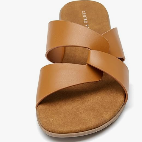 Women's Flat Sandals Open Toe Slip On Cross Strap Slides Dressy Casual Summer Shoes - Image 2