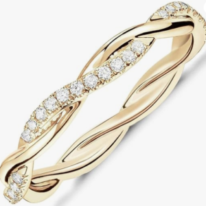 14K Gold Plated Cubic Zirconia Twisted Rope Eternity Band for Women