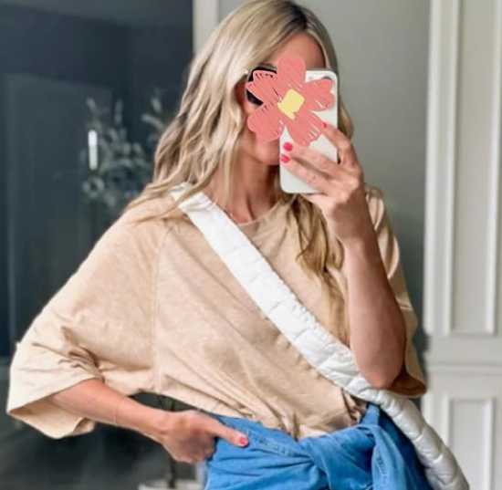 Womens Fashion T-Shirt Crewneck 3/4 Sleeves Solid Color Loose Basic Pullover Tops Summer Casual Tees Blouses - Image 3