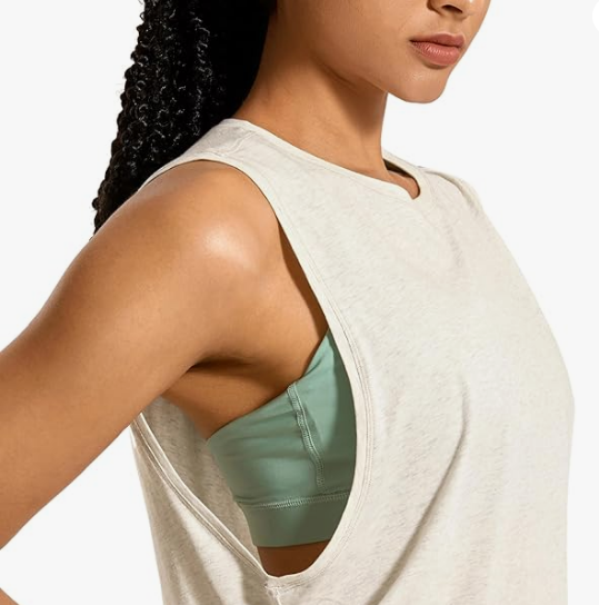 Cotton Cropped Tank Tops for Women - Sleeveless Sports Shirts Athletic Yoga Running Gym Workout Crop Tops