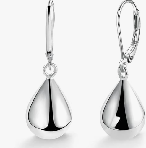 Sterling Silver Teardrop Leverback Earrings for Women Girls Waterdrop Tear Drop Dangle Earrings