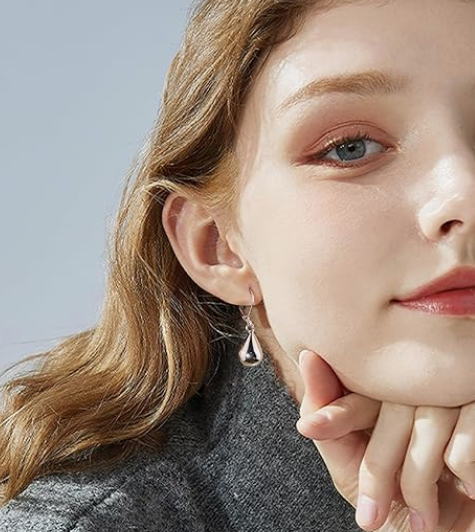 Sterling Silver Teardrop Leverback Earrings for Women Girls Waterdrop Tear Drop Dangle Earrings - Image 2